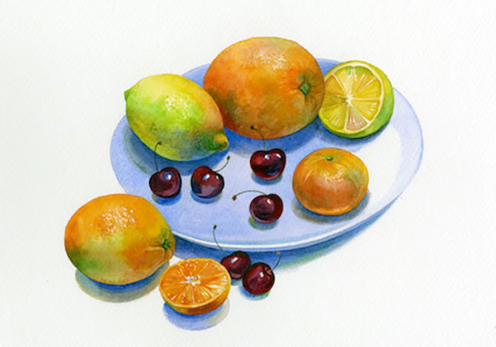 نقاشی میوه با آبرنگ