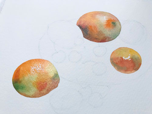 نقاشی میوه با قلم موی گرد