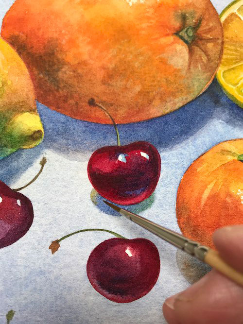 نقاشی ظرف میوه آبرنگی