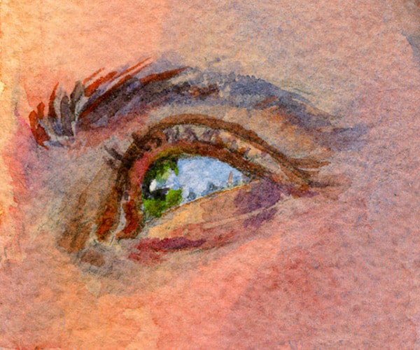 نقاشی چشم با آبرنگ