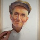 نقاشی چهره پیرمرد با آبرنگ