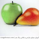 نقاشی مداد رنگی از میوه