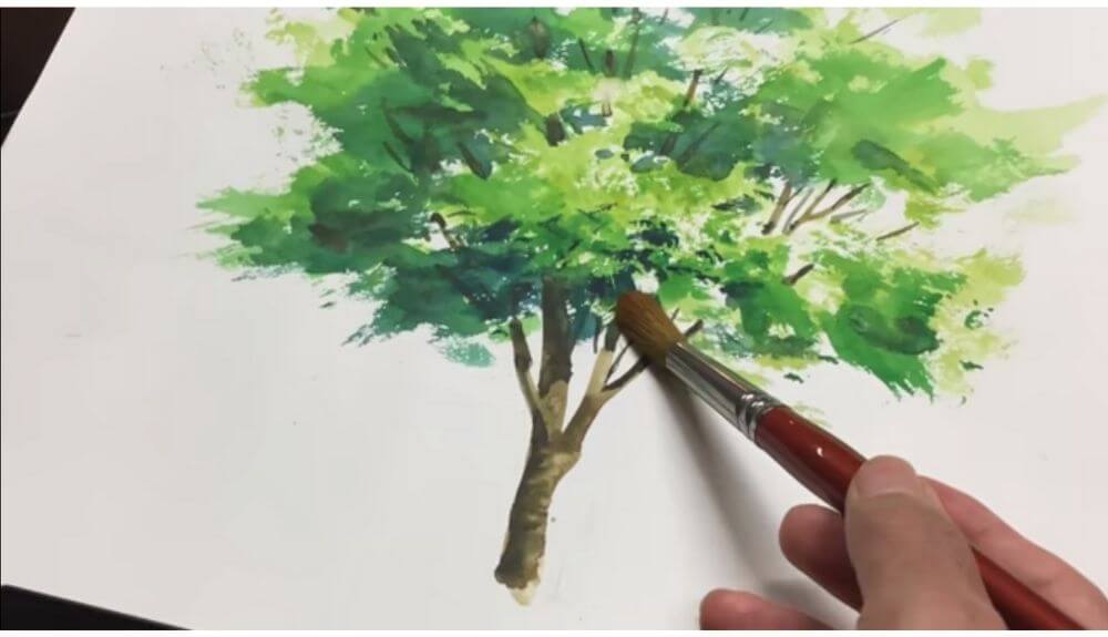 نقاشی درخت با آبرنگ ساده